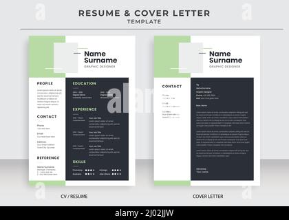 Modèle de CV et de lettre de couverture, modèle de CV minimaliste, CV emplois professionnels CV Illustration de Vecteur