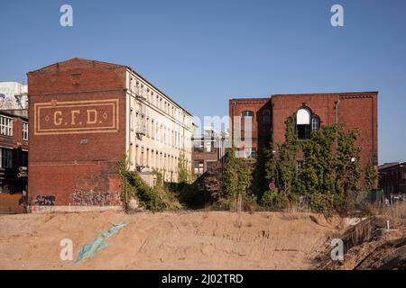 Bâtiments historiques de l'ancienne usine à gaz de la Deutz Kloeckner Humboldt Deutz AG sur Deutz-Muelheimer street dans le quartier de Muelheim, Colo Banque D'Images