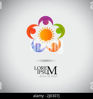 L'éducation des enfants entourent soins bonheur logo vector icon Illustration de Vecteur