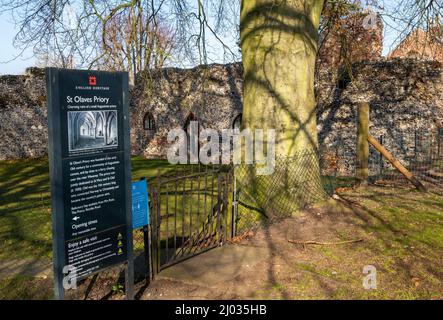 Ruines d'un petit prieuré Augustinien fondé en 1216, Prieuré de St Olaves, Norfolk, Angleterre, Royaume-Uni Banque D'Images