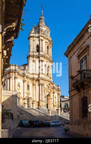 Cathédrale de San Giorgio, Modica, Ragusa, Val di Noto, site du patrimoine mondial de l'UNESCO, Sicile, Italie, Europe Banque D'Images