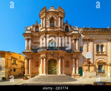 Eglise de la Carmine, Scicli, Val di Noto, site du patrimoine mondial de l'UNESCO, Ragusa, Sicile, Italie, Europe Banque D'Images