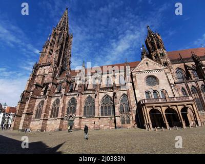 Freiburger Münster, Münster Unserer Lieben Frau, römisch-katholische Stadtpfarrkirche von Freiburg im Breisgau, Bade-Wurtemberg, Allemagne / Fre Banque D'Images