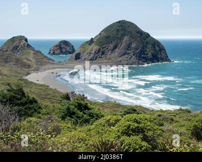 Plage de la côte de l'Oregon avec des vagues écrasant, Oregon, États-Unis d'Amérique, Amérique du Nord Banque D'Images