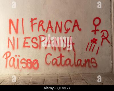 Grafitti préconisant l'indépendance de la Catalogne de l'Espagne, Barcelone, Catalogne, Espagne, Europe Banque D'Images