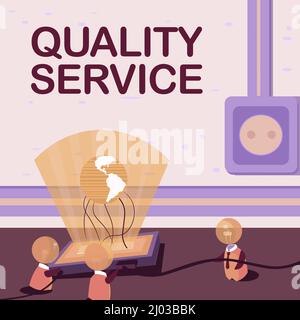 Inspiration montrant Sign Quality Service. Aperçu de l'entreprise la qualité du service fourni est conforme aux attentes du client idées mondiales se joignant ensemble Banque D'Images