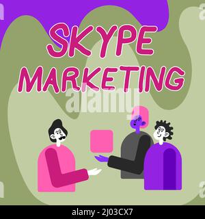 Texte montrant inspiration Skype Marketing. Applications Internet concept qui se spécialise dans le chat vidéo et la voix de collègues Afficher Cube Banque D'Images