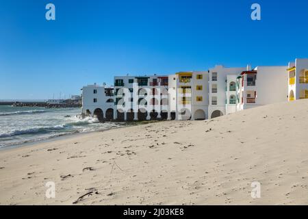 Club Mykonos dans la ville de Langebaan, dans la province du Cap occidental en Afrique du Sud. Connu pour son architecture de style grec. Banque D'Images