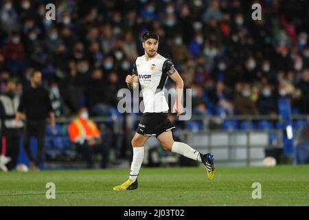 Carlos Soler (Valencia), 12 MARS 2022 - football : match espagnol 'la Liga Santander' entre Getafe CF 0-0 Valencia CF au Colisée Alfonso Perez à Getafe, Espagne. (Photo de Mutsu Kawamori/AFLO) Banque D'Images