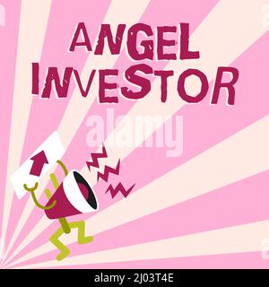 Légende du texte présentant Angel Investor. Mot écrit sur la haute valeur nette de l'individu qui fournit le soutien financier Megaphone Afficher important Banque D'Images