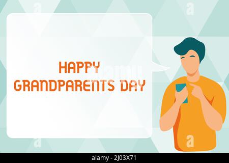 Texte montrant l'inspiration Happy Grandparents Day. Mot écrit à la fête nationale pour célébrer et honorer l'homme grand-parents Illustration en utilisant Mobile Banque D'Images