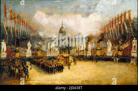 Arrivée des cendres de Napoléon sur l'Esplanade des Invalides, Paris, le 15th 1840 décembre, peinture à l'huile d'un artiste inconnu, 1840 Banque D'Images