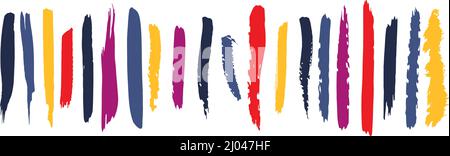 Ensemble de différents traits de peinture colorée sur fond blanc - illustration vectorielle Illustration de Vecteur
