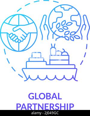Icône de concept de gradient bleu de Global Partnership Illustration de Vecteur