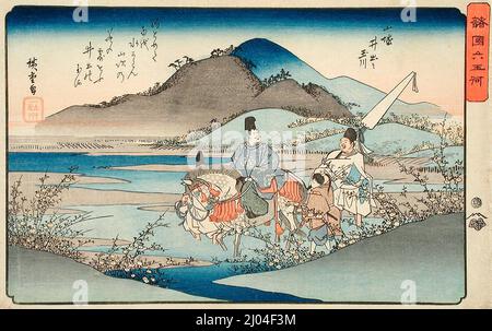 La rivière IDE Jewel dans la province de Yamashiro. Utagawa Hiroshige (Japon, Edo, 1797-1858). Japon, vers 1835-1836. Imprimés; blocs de bois. Imprimé color block Banque D'Images