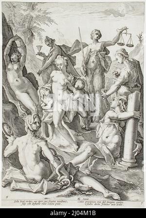 Les sept vertus. Jacob Matham (pays-Bas, Haarlem, 1571-1631). Hollande, 1588. Gravures; gravures. Gravure Banque D'Images