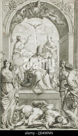 Allégorie du Pape urbain VIII Après Gianlorenzo Bernini (Italie, 1598-1690). Italie, 17th siècle. Gravures; gravures. Gravure Banque D'Images