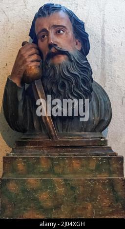 Busto de San Pablo en la capilla de San Francisco de Asís en la Catedral de Mondoñedo Banque D'Images