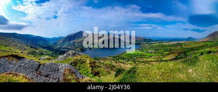 Lac de Glanmore, Col de Healy, péninsule de Beara, Comté de Cork, Comté de Kerry, Irlande Banque D'Images