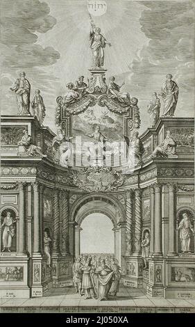 Frontispice avec Arche de Triumphal avec Malachi, Esra, Hosea, etc. Johann Ulrich-Kraus (Allemagne, 1655-1719). Allemagne, 1705. Gravures; gravures. Gravure et gravure Banque D'Images