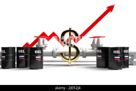 Hausse du prix du pétrole et du gaz russe en 3D Banque D'Images