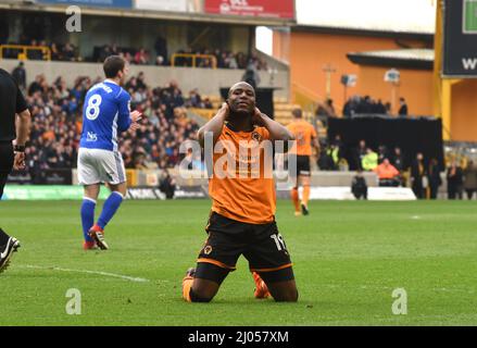 Loups footballeur Benik Afobe. Wolverhampton Wanderers / Birmingham City à Molineux 12/04/2018 - Sky Bet Championship Banque D'Images