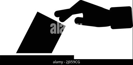Votez dans l'urne. Icône de silhouette d'une main de vote. Vecteur modifiable. Illustration de Vecteur