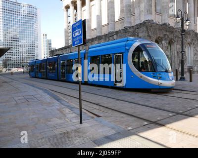 Tramway de West Midlands Metro dans le centre-ville de Birmingham Banque D'Images