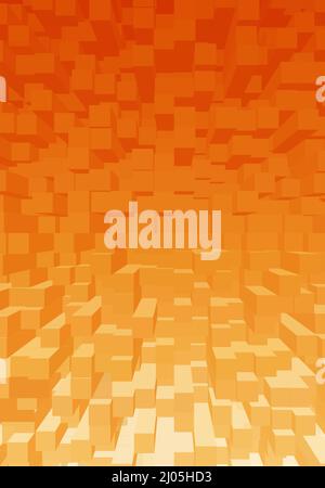 Illustration des cubes de dégradé orange 3D pour un arrière-plan abstrait Banque D'Images
