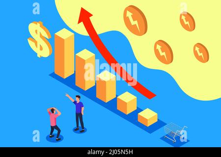 Une illustration vectorielle du concept de financement des affaires de l'économie de l'inflation Illustration de Vecteur