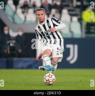 Turin, Italie. 16th mars 2022. Melo Arthur du Juventus FC lors de la Ligue des champions de l'UEFA, série 16, match de football à 2nd jambes entre le Juventus FC et le Villarreal CF le 16 mars 2022 au stade Allianz de Turin, Italie - photo Nderim Kacili/DPPI crédit: DPPI Media/Alay Live News Banque D'Images