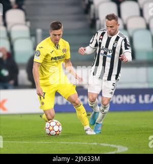 Giovani Lo Celso de Villareal CF lors de la Ligue des champions de l'UEFA, Round of 16, match de football à 2nd jambes entre Juventus FC et Villarreal CF le 16 mars 2022 au stade Allianz de Turin, Italie Banque D'Images