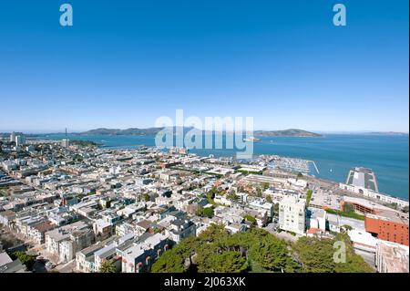 San Francisco, Californie, États-Unis. Vue sur la baie de San Francisco et les environs. Banque D'Images