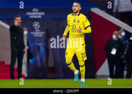 Lille, France. 16th mars 2022. LILLE, FRANCE - MARS 16: Hakim Ziyech du FC Chelsea lors de la manche de la Ligue des champions de l'UEFA deux matchs entre l'OSC Lille et le FC Chelsea au Stade Pierre Mauroy le 16 mars 2022 à Lille, France (photo de Geert van Erven/Orange Pictures) crédit: Orange pics BV/Alay Live News Banque D'Images