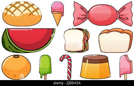 Ensemble de dessins animés de style vintage sur fond blanc Illustration de Vecteur