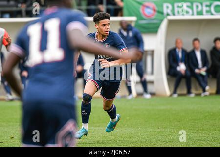 Daouda Weidmann de PSG lors de la Ligue de la Jeunesse de l'UEFA (U19), quart de finale du match de football entre Paris Saint-Germain (PSG) et RB Salzburg (FC) le 16 mars 2022 au stade Georges Lefevre à Saint-Germain-en-Laye, France - photo Victor Joly / DPPI Banque D'Images