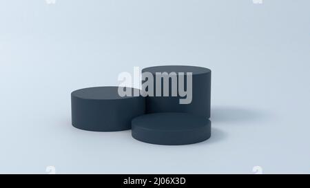 Marches vides podium noir avec lumière et ombre sur fond vierge. 3D rendu. Banque D'Images