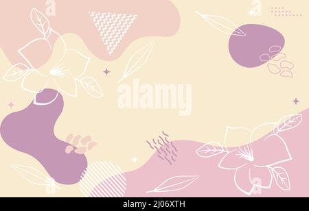 Papier peint à motif girly minimaliste en forme de feuille de fleurs de la nature mignonne Illustration de Vecteur