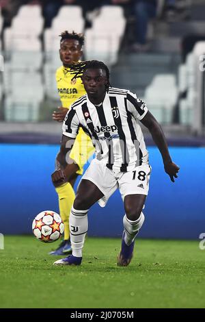 Turin, Italie. 16th mars 2022. Moise Kean (Juventus) lors du match de l'UEFA Champions League entre Juventus 0-3 Villarreal au stade Allianz le 16 mars 2022 à Turin, en Italie. Credit: Maurizio Borsari/AFLO/Alay Live News Banque D'Images