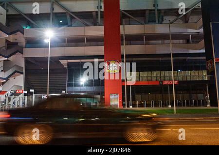 Leverkusen, Allemagne - 16 mars 2022 : photo de BayArena, stade du club de football Bayer Leverkusen avant le match de l'UEFA Europa League Banque D'Images