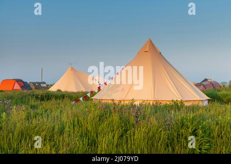 Tentes Bell sur le terrain Banque D'Images