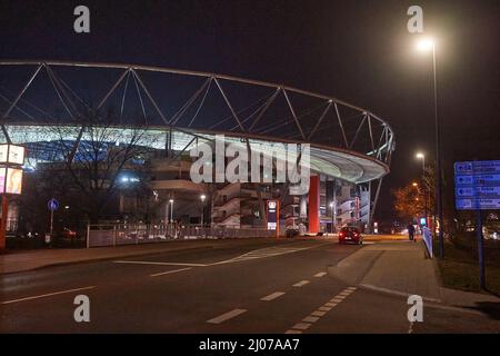 Leverkusen, Allemagne - 16 mars 2022 : photo de BayArena, stade du club de football Bayer Leverkusen avant le match de l'UEFA Europa League Banque D'Images