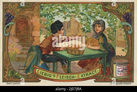 Bilderserie Kinder aus anderen Ländern, Spanien, Kinder mit Orangen und einem Fächer / série d'images enfants d'autres pays, Espagne, enfants avec des oranges et un fan, Liebigbild, reproduction numérique améliorée d'une image de collection de la société Liebig, estimée à partir de 1900, pd / Digital restaurierte Reproduktion eines Sammelbildes von ca 1900, gemeinfrei Banque D'Images