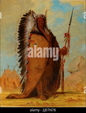 EE-áh-sá-pa, Black Rock, un chef de deux Kettle de la tribu Sioux. Musée : Musée du Quai Branly, Paris. Auteur: GEORGE CATLIN. Banque D'Images