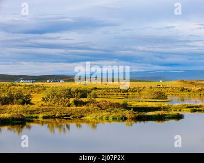 Vue sur la baie de Skjalfandi, près de Husavik. Europe, Europe du Nord, Islande Banque D'Images