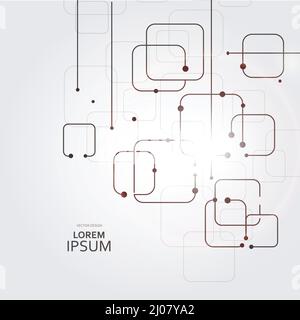 Fond technologique vectoriel simple. Concept de connexion moderne avec lignes et carrés et points Illustration de Vecteur