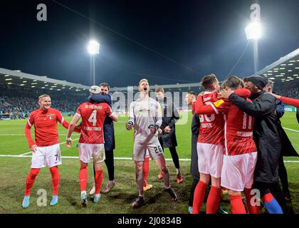 Finale jubilation FR, goalwart Mark FLEKKEN (FR/ withte) Soccer coupe DFB quarterfinales, VfL Bochum (BO) - SC Freiburg (FR) 1:2 NV, le 2nd mars 2022 à Bochum/ Allemagne. Â Banque D'Images