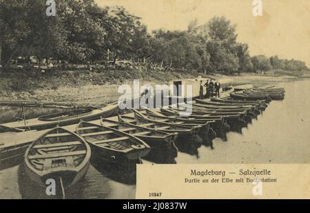 Salzkapelle an der Elbe, Magdeburg, Sachsen-Anhalt, Deutschland, Ansicht um ca 1910, digitale Reproduktion einer historischen Postkarte, domaine public, aus der damaaligen Zeit, genaues Datum unbekannt Banque D'Images