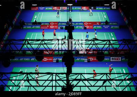 Une vue générale pendant le deuxième jour des Championnats de badminton YONEX All England Open à l'Utilita Arena Birmingham. Date de la photo: Jeudi 17 mars 2022. Banque D'Images