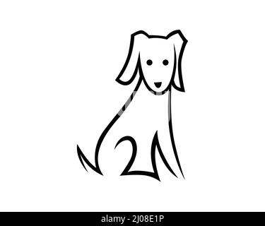 Joli chien avec silhouette de geste assise Illustration de Vecteur